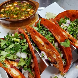 Quesabirria Tacos with Consomé (Soup)