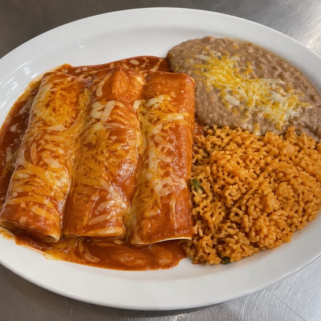 3 Enchiladas plus 2 sides.