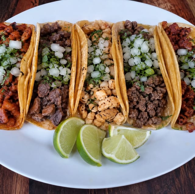 Chorizo, Al Pastor, or Chicken Tacos.