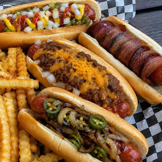 Bacon Wrapped Hot Dog.